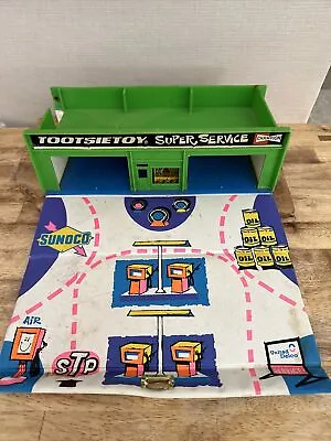 Vintage TootsieToy Super Service Station Gas Station Fold Out Play Set 1969 • $34.99