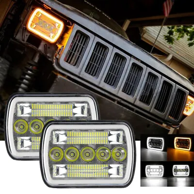 Pair 7x6  LED Headlights Hi Lo With Dual DRL For Chevy Classic Car Truck • $47.99
