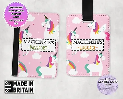 £5.95 • Buy Personalised Custom Unicorn Rainbow Girls Kids Children Passport Holder Cover V3