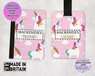 £5.95 • Buy Personalised Custom Unicorn Rainbow Girls Kids Children Passport Holder Cover V3
