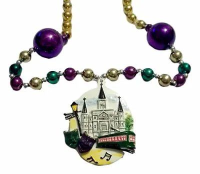Cathedral Street Car Masks Bourbon St Mardi Gras Beads Party Favor Necklace • $6.99