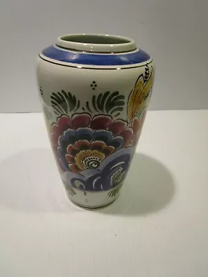 Gorgeous Delfts Polychrome Tall Vase Multicolor Florals • $24.99