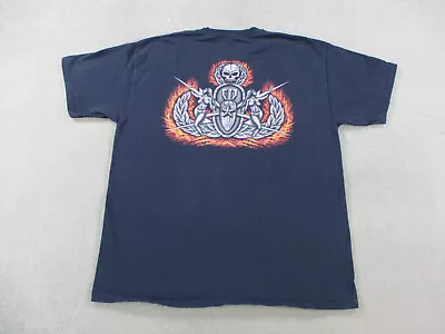 EOD Shirt Adult Large Blue Explosive Ordinance Disposal Navy Military Y2K Tribal • $20.99