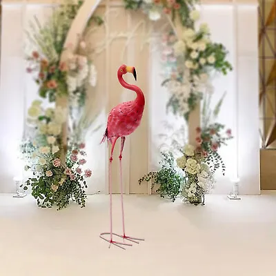 1PC Metal Birds Yard Art Outdoor Statue Large Pink Flamingo Lawn Ornaments • $42.50