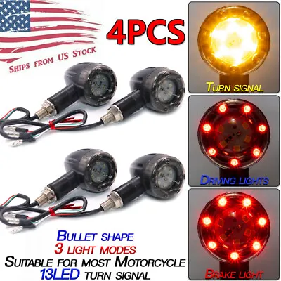 4Pcs LED Motorcycle Bullet Brake Blinker Turn Signal Tail Light For Harley HONDA • $13.59