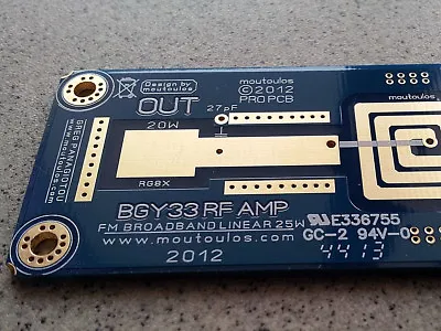 $13.30 • Buy BGY33 FM RF AMP Linear Broadband PCB NoTUNE 87.5-108  20W Broadcast Moutoulos ™