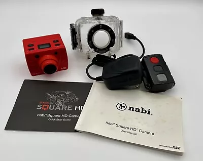 NABI SQUARE HD Hi-Def POCKET CAMERA Video Recorder WATERPROOF Case Remote AS IS • $15