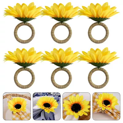  6 Pcs Delicate Serviette Buckle Party Napkin Rings Sun Flower • £11.95