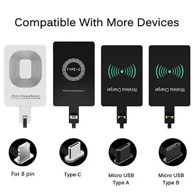 Universal Wireless Fast Charging Receiver Mobile Type C Micro Charger Adapter XY • £4.06