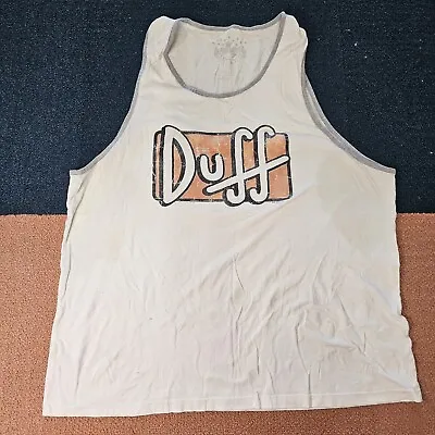 Stained Duff Beer Universal Studios Mens Tank Top T-Shirt XL White K5d • $7.99
