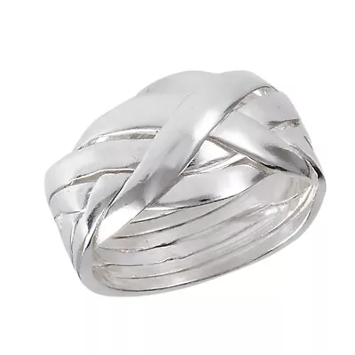 Six Piece Hard Puzzle Knot Weave Mesh Ring .925 Sterling Silver Band Sizes 6-12 • $25.99