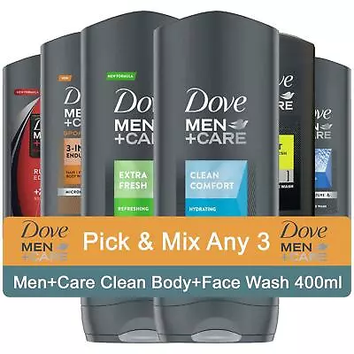 3x Multi Choice Dove Men+Care Clean Body Wash Micro Moisture 400ml Pick & Mix • £11.49