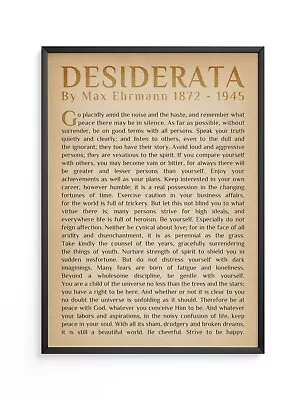 £12.99 • Buy Desiderata Print Poem Max Ehrmann Art Poster Typography Vintage Picture Unframed