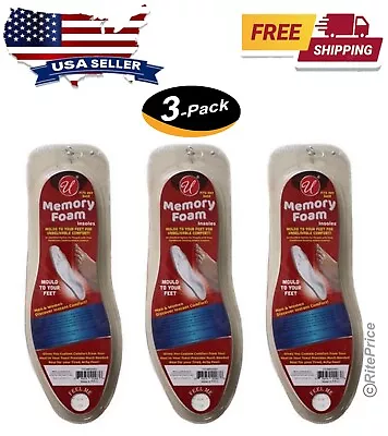 Memory Foam Shoes Insoles Arch Support Comfort Plain Relief Insert Pad (3 Pack) • $11.29