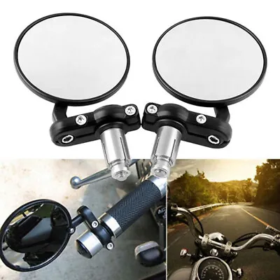 Black Motorcycle 7/8 Bar End Mirrors For Honda Suzuki Yamaha Kawasaki Cafe Racer • $15.39