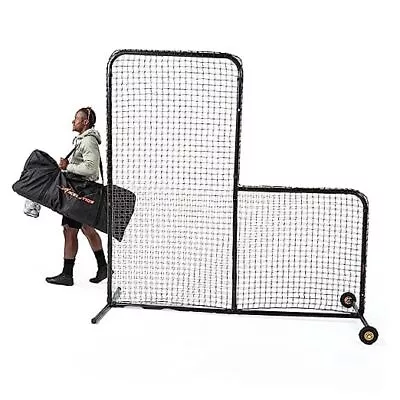 L Screen Baseball For Batting Cage | Baseball Pitching Net With Wheels-7 Feet  • $189.61