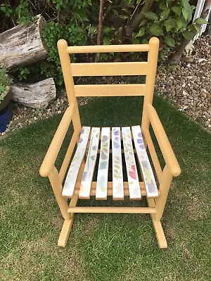 £25 • Buy Childrens Wooden Rocking Chair With Decoupage Seat Flowers Kids Bedroom Nursery