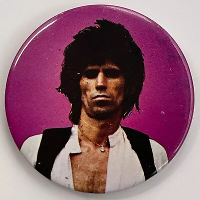 Vintage Late 1970s KEITH RICHARDS Button 2.5  Pin ROLLING STONES Tin Litho Badge • $13.95