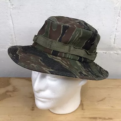 Vtg Tigerstripe Camo Boonie Hat Size Medium USA Made Unbranded Tiger Stripe • $20.95