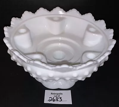 Fenton Milk Glass Hobnail Centerpiece Candle Holder Bowl Vintage • $34.20