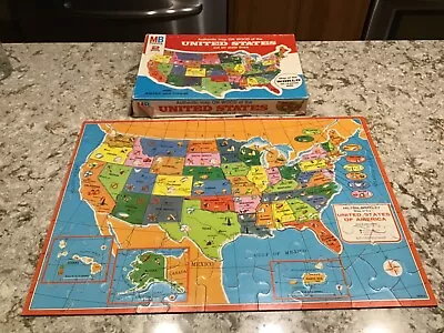 Vintage 1975 Milton Bradley United States/World Map 2 Maps Puzzle On Wood • $7.99