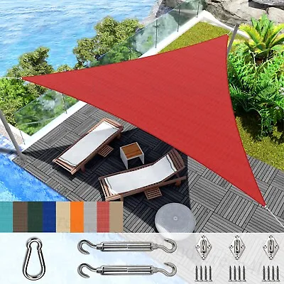 Sun Shade Sail Patio Awning Outdoor Garden Triangle Canopy Shelter Cover W/Kits • $22.39