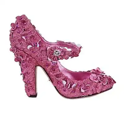 Dolce & Gabbana Glitter Princess Cinderella Mary Jane Pumps Studs Pink 06958 • $802.03