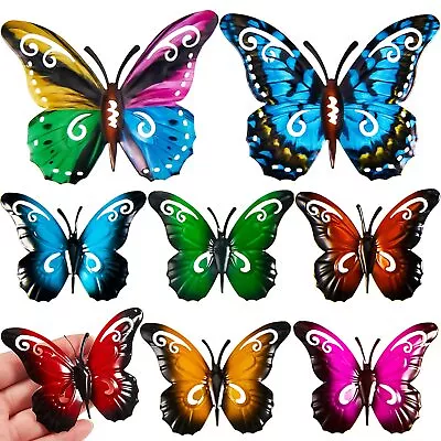 Clabby 8 Pieces Metal Butterfly Garden Butterfly Ornaments Outdoor Wall Art M... • £19.67