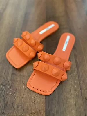 $35 • Buy Zara Sandals Women’s Size 39 (8 US) Orange With Studs
