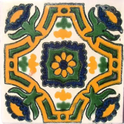 C#042)) Mexican Tile Sample Wall Floor Talavera Mexico Ceramic Handmade Pottery • $1.75