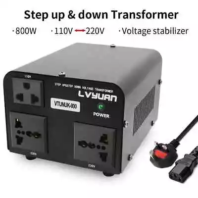 LVYUAN 800W 220V/110V Step Up & Step Down Voltage Transformer Converter UK/US • £19.90