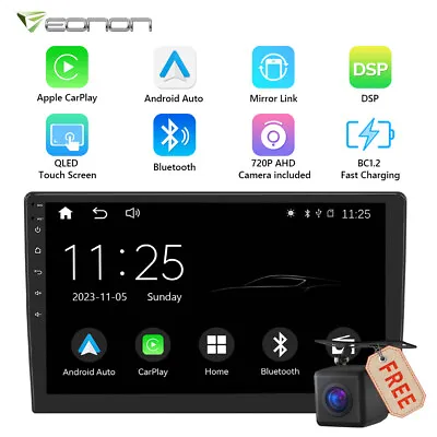 Double Din 10.1  Car Stereo Android/Apple Carplay Radio Touch Screen Player+ Cam • $169.97