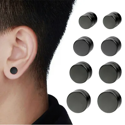 2PCS Magnetic Stud Earrings For Men Women Stainless Steel Clip On Non Piercing • $3.68