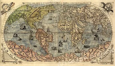 1565 Exploration World Map Large Terra Wall Print 24x42 • $25.95