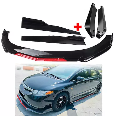 Front Bumper Lip Splitter Spoiler Body Kit + Side Skirt For Honda Civic Sedan • $69.99