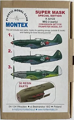 Montex Super Mask Special Ed K 32122 MiG-3 (early) Conversion Set Trumpeter Kit • $19