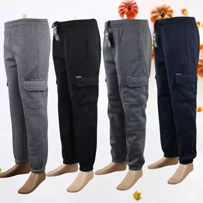 Cargo Pocket Fleece Track Pant| Tracksuit Pant Joggers| Work Pants| Elastic Hem • $18.99