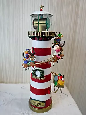 VINTAGE 1996 Mr Christmas Disney Mickey Mouse Holiday Lighthouse Tree Top WORKS • $49