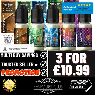 Liberty Flights E Liquid | ANY 3 FOR £10.99 | All Flavours | Authorised Dealer • £10.99