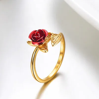 Middle Eastern Jewelry 18K Gold PL Turkish Ottoman Rose Flower Resizable Ring • $15