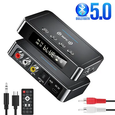 £18.99 • Buy Wireless Bluetooth Audio Transmitter NFC Receiver Stereo HiFi Adapter AUX RCA UK