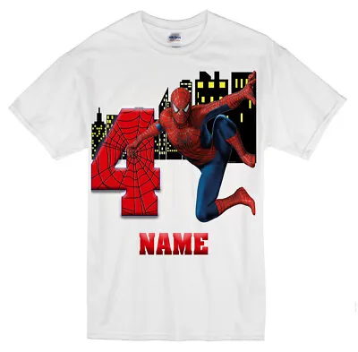 Spiderman Theme Personalised Birthday T Shirts Any Name Any Age • £9.50