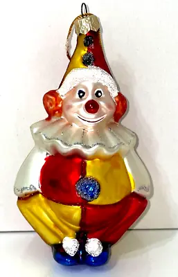 Blown Glass Christmas Ornament Happy Clown Colorful Circus VTG JCS • $17.99