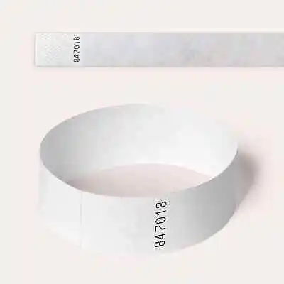 £2.90 • Buy White Plain And Customised Printed Tyvek Wristbands, Paper Like, Security, Party