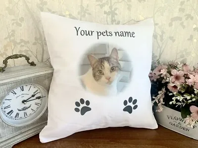 Personalised Cushion Pillow Case Cover Pet Cat Dog Your Image Name Photo Gift • £9.99