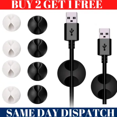 5pc Cable Cord Clips Self-Adhesive Wire Clamp Table Wall Tidy Holder Organizer • £3.99