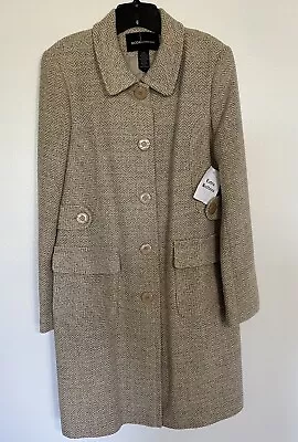 Moda International Coat Wool Blend Tan/Cream/Gold Women’s Size 14 T • $29.99