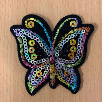 1pc Butterfly Sequin Embroidered Patch Cloth Iron On Applique Craft Sewing #1306 • $4.65