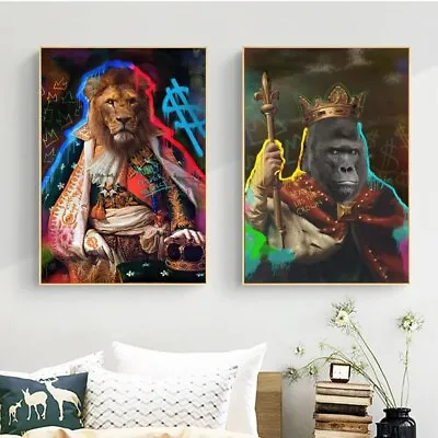 Lion King Art Painting On Canvas Prints Funny Monkey Animal Poster Wall Pictures • $17.09