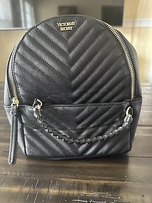 Victoria Secret Mini Backpack Quilted Black Handbag Purse Gold Hardware • $23.99